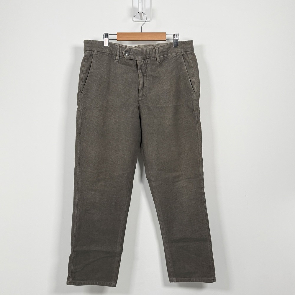 VTG Paul Stuart Twill Chino Pants Mens 32x28 Brown Cotton Flat Front Classic